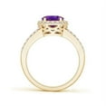 thumbnail image 2 of ANGARA Natural Oval 1.6 ct Amethyst Split Shank Halo Ring in 14K Yellow Gold for Women (Size-9x7mm) | February Birthstone, Birthday, Anniversary, Jewelry Gift for Women | Natural Amethyst Ring, 2 of 9