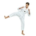 thumbnail image 6 of TOPTIE V-Neck Taekwondo Uniform for Kids Adults, TKD Dobok Uniform Martial Arts Uniform with Belt-White Trim-Size 4, 6 of 10