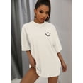 thumbnail image 5 of Smile Face Print Crew Neck T-Shirt Short Sleeve T-Shirt For Spring & Summer Women's, 5 of 5