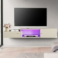 thumbnail image 2 of Floating Entertainment Center with Charging Station, Wall Mounted TV Stand with 16 Lights, Media Console Center with Storage, Modern Shelf Hanging Hutch Component Under TV,70'', 2 of 10