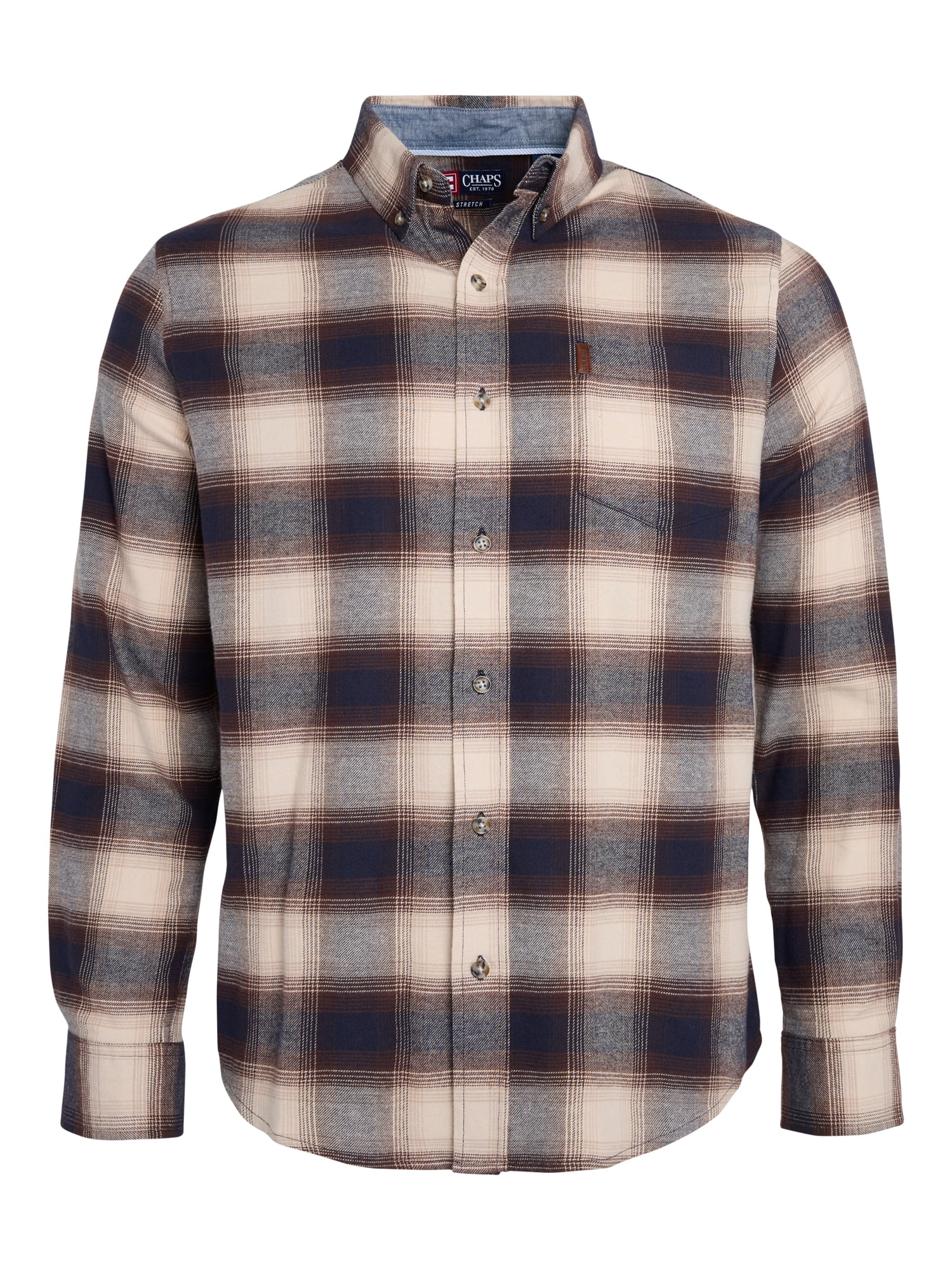 Chaps Men's and Big Men's Comfort Stretch Flannel Shirt, Sizes S-2XL