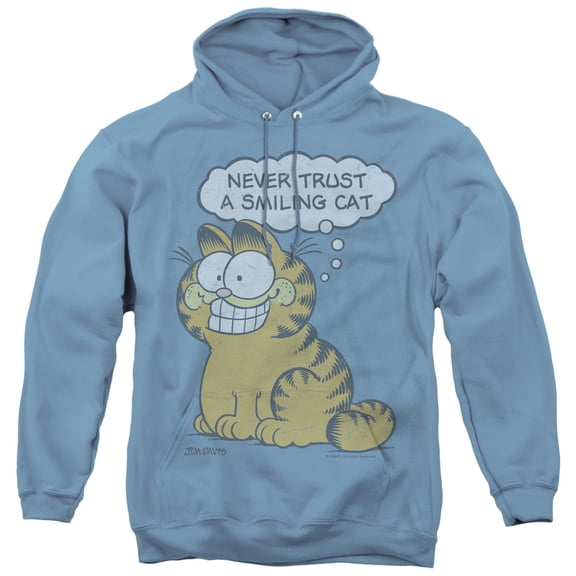 Garfield Smiling Cat Adult Pullover Hoodie Sweatshirt Carolina Blue