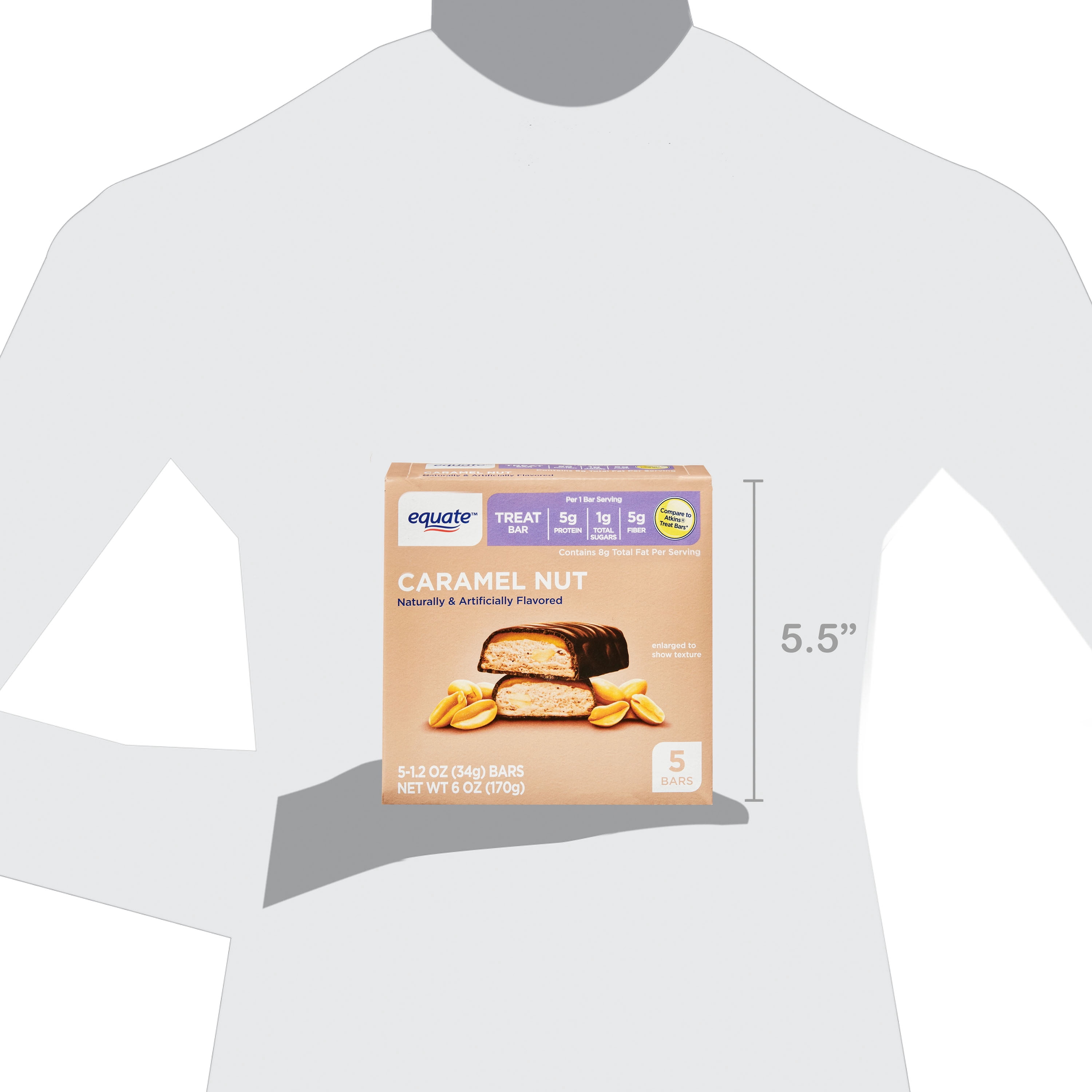 Equate Caramel Nut Treat Bar, 5 Ct