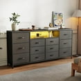 thumbnail image 5 of Ataucjin 63" Dresser TV Stand for 65 70 75 Inch TV, Fabric Chest of Drawers with Charging Station, LED Lights, Open Shelves & 12 Drawer Dresser, Modern Entertainment Center, 5 of 7