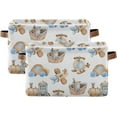 thumbnail image 2 of Storage Basket Wooden Cars Planes Foldable Canvas Laundry Baskets Bin Waterproof Inner Layer with Sturdy Handles for Toy Nursery Blanket Clothes 2 Pack Home Decor, 2 of 7
