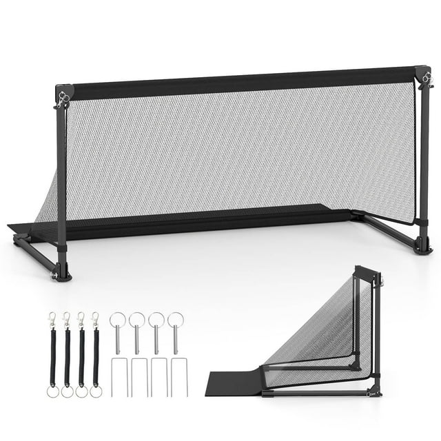 Costway 4ft x 2ft Portable POP Up Toddler Soccer Net with Metal Frame, 4 Ground Stakes