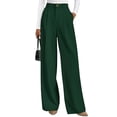 thumbnail image 3 of Womens Wide Leg Dress Pants Business Casual Flowy Work Palazzo Pants High Waisted Slacks Trousers Dark Green XXL, 3 of 7