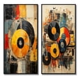 thumbnail image 2 of Designart "Retro Vibes in Colorful Vinyl I" Vinyl Records Framed Wall Art Set Of 2 - Multi-Color Fashion Gallery Wall Frame Set For Home Decor, 2 of 6