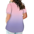 thumbnail image 3 of TQWQT Plus Size Tops for Women Short Sleeve T Shirts Gradient Graphic T-Shirt V Neck Shirt Summer Casual Tunics Blouses with Pocket Pink 3XL, 3 of 5