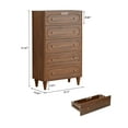 thumbnail image 3 of YOCWO 5 Drawer Fluted Dresser for Bedroom, Mid Century Chest of Drawers with Arc Edge, Wood Storage Large Tall Dresser Organizer for Bedroom Living Room Hallway Closet, Walnut, 3 of 8