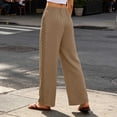 thumbnail image 5 of Plus Size Women's Solid Lace Elastic Waist Long Pants with Side Pockets, Polyester Casual Pants, Mid Waisted Pants, Pants for Women, Straight Leg Dressy Casual Trousers | UKHCCC,Khaki 2XL, 5 of 9