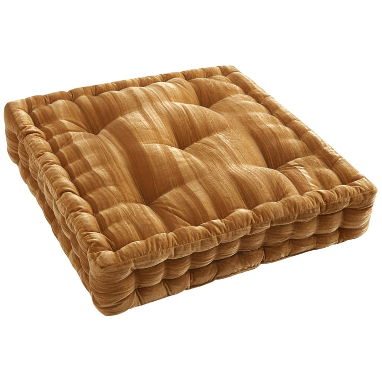 Home Decor Collection Style House Yellow Velvet Decorative Floor Pillow for Adults, 20" x 20"