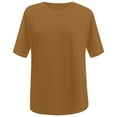 thumbnail image 4 of Chemises à Manches Longues Amples et Longues pour Femmes, Printemps Été, Manches Mi-Longues, Col en V, Col Roulé Simulé, Tunique en Coton à Manches Longues pour Femmes, T, Col Rond, Chemises à Manches Longues pour Femmes, Chemise, 4 of 5