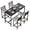 Black-5pcs, variant on 5 Piece Outdoor Patio Bar Set, 50" Rectangular Counter Height High Top Bar Table Patio Bar Set, 4 Cushioned 41" Bar Stools Modern Metal Outdoor Bar Set for Poolside, Balcony, Backyard, Porch