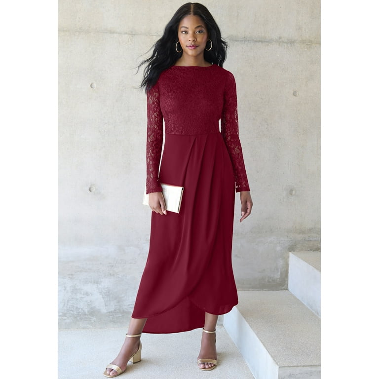 Roaman s Women s Plus Size Tulip Hem Lace Dress Walmart