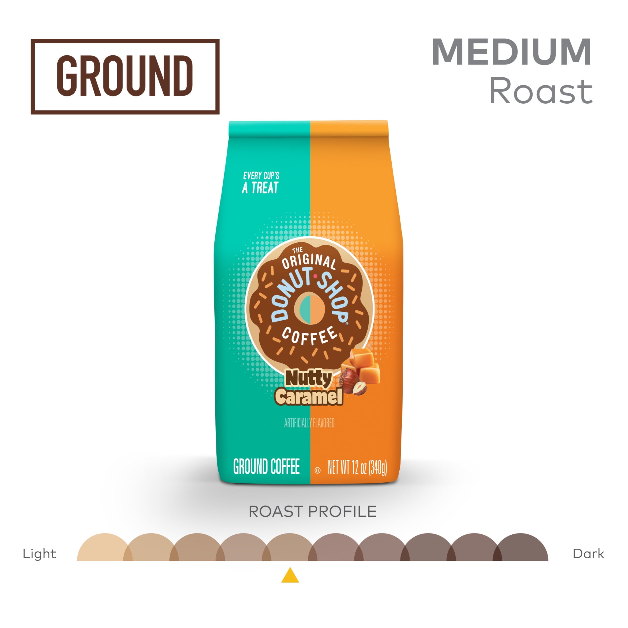 (3 pack) The Original Donut Shop, Nutty Caramel Medium Roast Ground Coffee, Bagged 12 oz