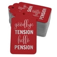 thumbnail image 1 of Inkdotpot Pack Of 50 Real Silver Foil Paper Tags Good Bye Tension Hello Pension Retirement Favor Hang Tags, 1 of 6