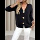 thumbnail image 5 of Suéteres Tipo Cárdigan para Mujer, de Moda, de Otoño, de Larga, Cuello en V, Abotonados, de Gran Tamaño, de Punto Grueso, Prendas de Abrigo. Negro L, 5 of 10