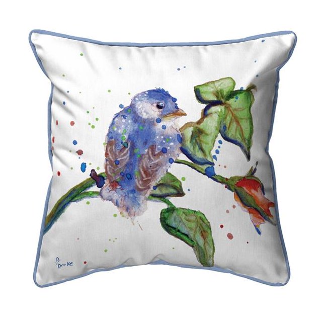 Betsy Drake SN633 Coussin Extérieur et Intérieur 12 x 12 Po. Betsys Blue Bird