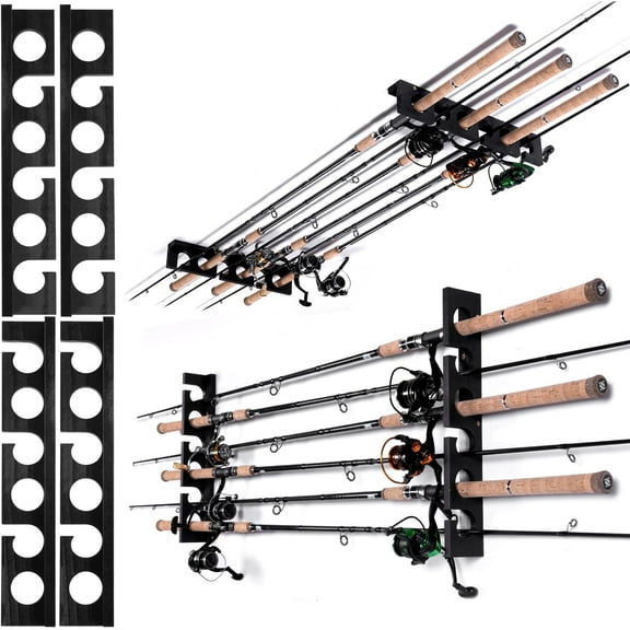 Fishing Pole Rod Racks Wall or Ceiling Mounted Fishing Pole Rod Holders for Garage Storage Organizer Fishing Gear Equipment for Men Women