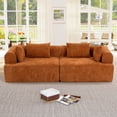 thumbnail image 2 of Muumblus Boneless Modular Sectional Sofa, 96" Oversized Deep Seat Loveseat Sofa, Cozy Cloud Living Room Couch, Orange Teddy, 2 of 9