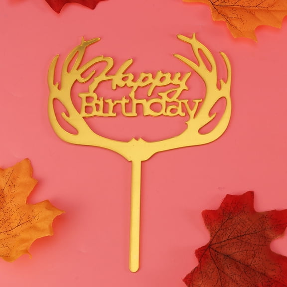 Worgeous Happy Birthday Cake Toppers Acrylic Picks for Cupcake Decoration Golden Color Safe for Use