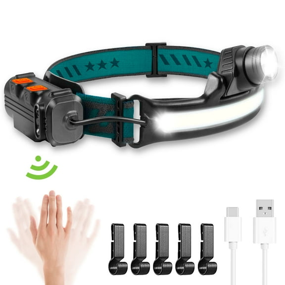 Headlamp Flashlight,1000 Lumens 1 Pack Rechargeable LED Headlamps 270°Wide Beam Headlight with Motion Sensor 6 Modes Lightweight Waterproof for Outdoor Running, Camping Hiking,Cycling