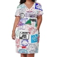 thumbnail image 2 of Serie de sellos de pasaporte de viaje mundial Vestido de bolsillo suelto Vestido de noche para mujer Vestidos de verano para mujer Vestido elegante, 2 of 6
