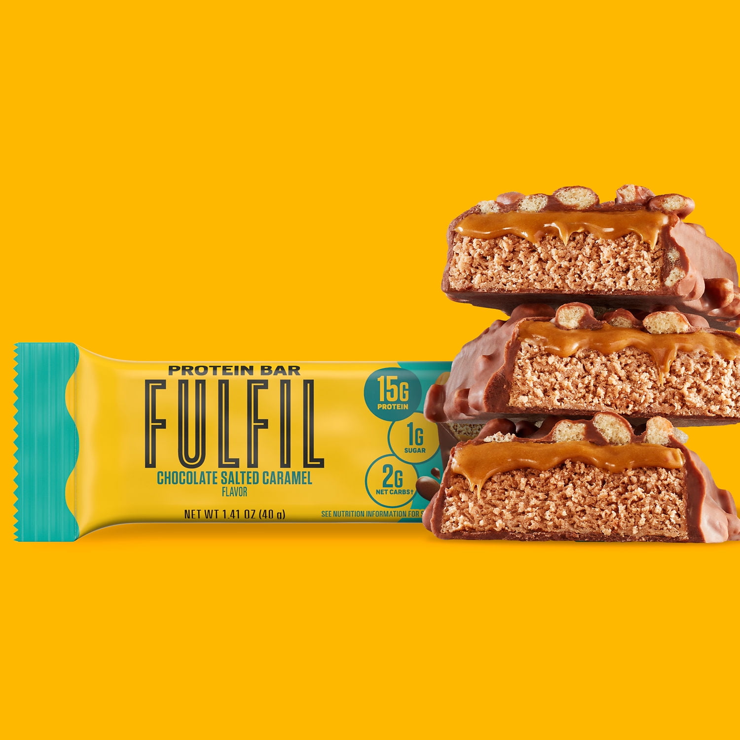 FULFIL Nutrition Vitamin & Protein Bar, Chocolate Salted Caramel, 1 Bar