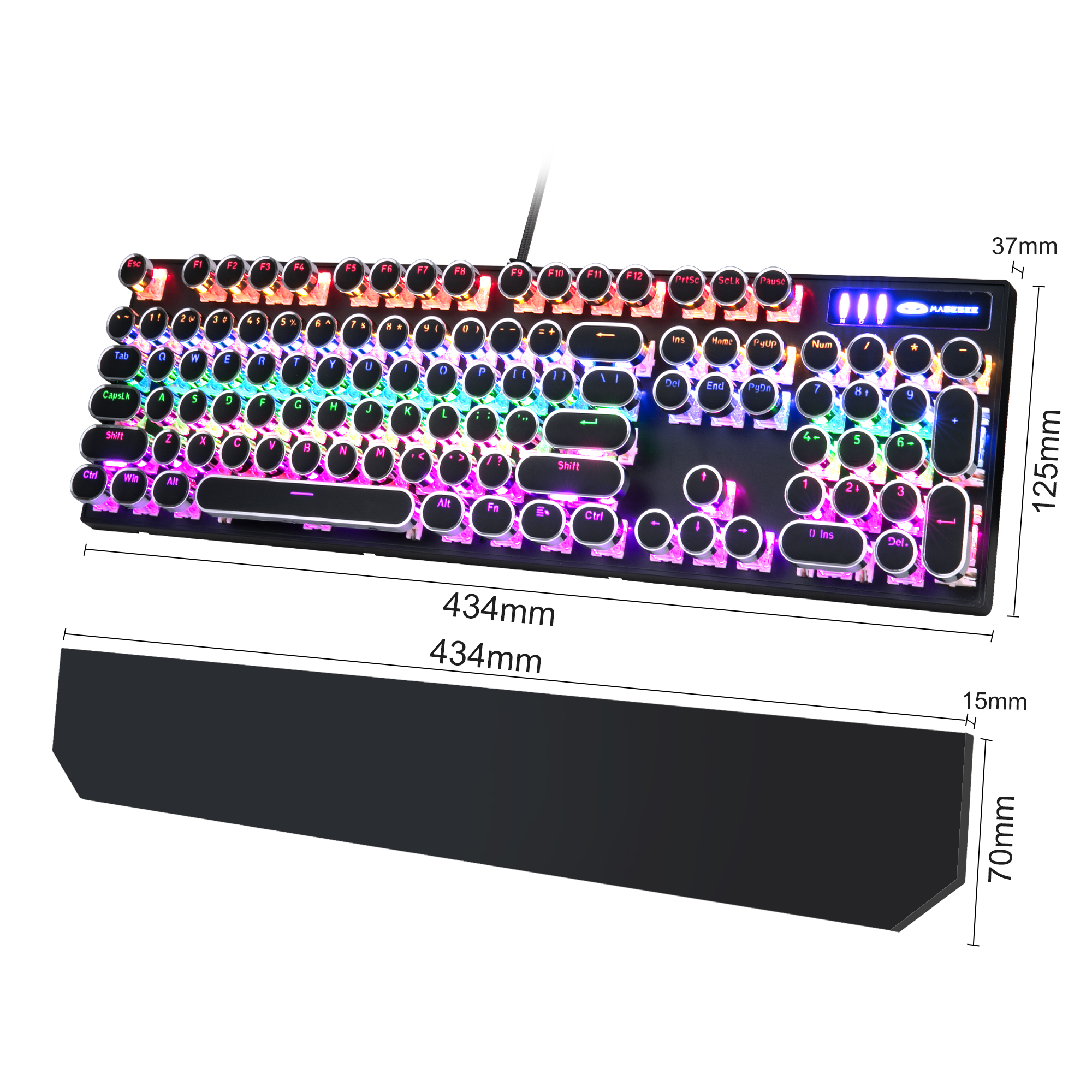 MageGee Typewriter Wired Gaming Keyboard RGB Black photo 5