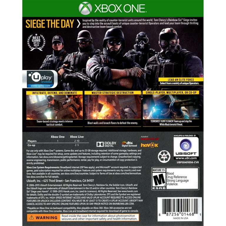 Игра 6 отзывы. Rainbow Siege Xbox. Радуга 6 Xbox. Rainbow Six Siege Xbox. Tom Clancy's Rainbow Six Siege диск.