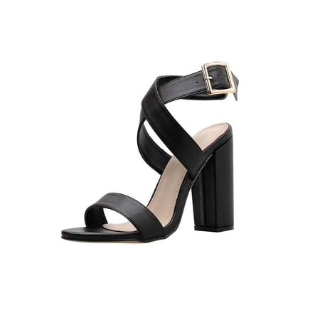 

Sentuca Large Size Sexy Cross Back High Heels Open Toe Thick Heel Sandals