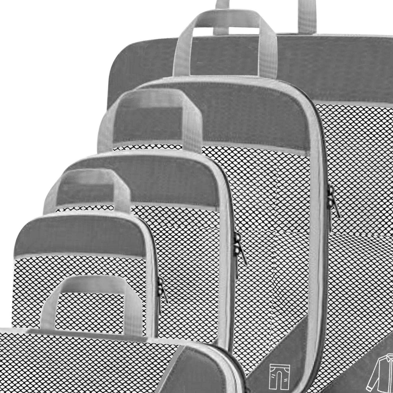 Zxpjkyu 1Set Compression Packing Cubes Luggage Organizer Travel Keeping Organized Grey Grey 6Pcs