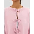 thumbnail image 4 of Women'S Tie Front Cardigan Sweaters Chunky Knit Long Puff Sleeve Trendy Fall Winter Jacket Coats Pink L, 4 of 10