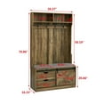 thumbnail image 2 of Hall Tree with Bench and Shoe Storage, Entryway Coat Rack with 4 Double Hooks and Cabinet, Wood Shoes Bench with Storage and 2 Drawer for Entrance Mudroom Living Room, 2 of 7