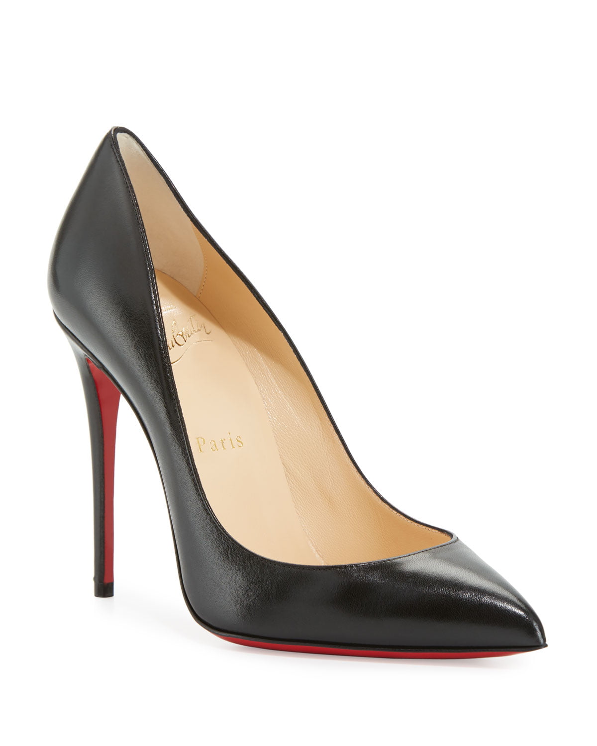 Christian Louboutin Pigalle Follies Leather 100mm Red Sole Pumps, Black