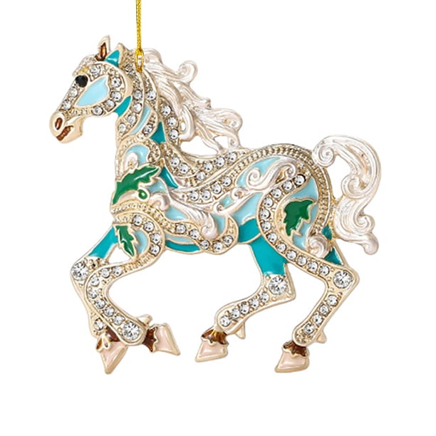 Adornos navideños con forma de caballo Decoración colgante con brillantes en forma de caballo Adorno acrílico para el árbol de Navidad para fiestas de invierno y Navidad Decoración para el hogar