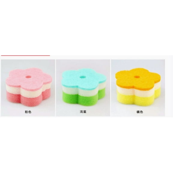 WEUVEB 5-Pack Flower Shape Scrubbing Sponges Non-Scratch Scouring Pads for Kitchen Cleaning and Dishwashing