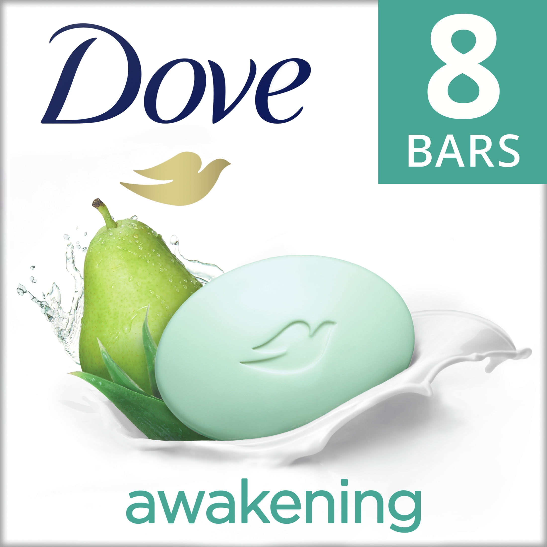 Dove Beauty Bar Gentle Skin Cleanser Awakening More Moisturizing Than Bar Soap Moisturizing for Gentle Soft Skin Care 3.75 oz, 8 Bars