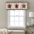 thumbnail image 3 of Country Star Valance Curtain Red Stars Berry Linen Texture Brown Plaid Wood Grain Window Valances Rod Pocket Short Curtains Window Treatments for Kitchen Bedroom Bathroom Laundry 54" x 18", 3 of 9