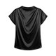 thumbnail image 5 of Camisetas de Manga Corta de Cuello Alto para Mujeres Moda Casual Primavera Cuello Redondo Medio Cuello Alto Hombro Izquierdo Plisado Superior, 5 of 6