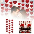 thumbnail image 3 of 3 Pcs Valentines Day Hanging Hearts Decor, 6.6ft Red Streamers with 2.75" Baubles, Glitter Heart Banner for Window Fireplace, Galentines Party Backdrop Supplies, Romantic Bedroom Layout, 3 of 7