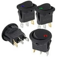 thumbnail image 3 of 4Pcs Lighted Rocker Switch Waterproof DC 12V 20A Round Rocker Toggle Switch 3 Pins Toggle Buttons For Car Automotive Boat Truck ,Easy to Install, 3 of 6