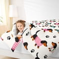 thumbnail image 3 of Homewish Cute Pet Dachshund Queen Comforter Set,Black Dog Paw Print Comforter Sets Queen,White,Polkadot Reversible,3pcs,1 Comforter and 2 Pillowcases, 3 of 7
