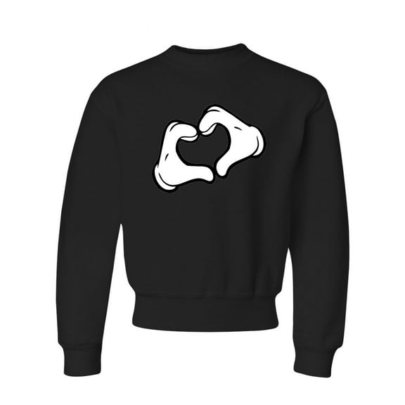 Youth Mickey Heart Hands Crewneck Sweatshirt