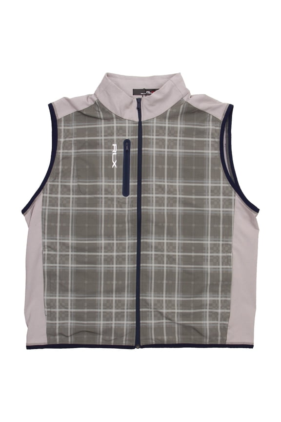 Men's RLX Golf Plaid Sports Vest Grey 2XL