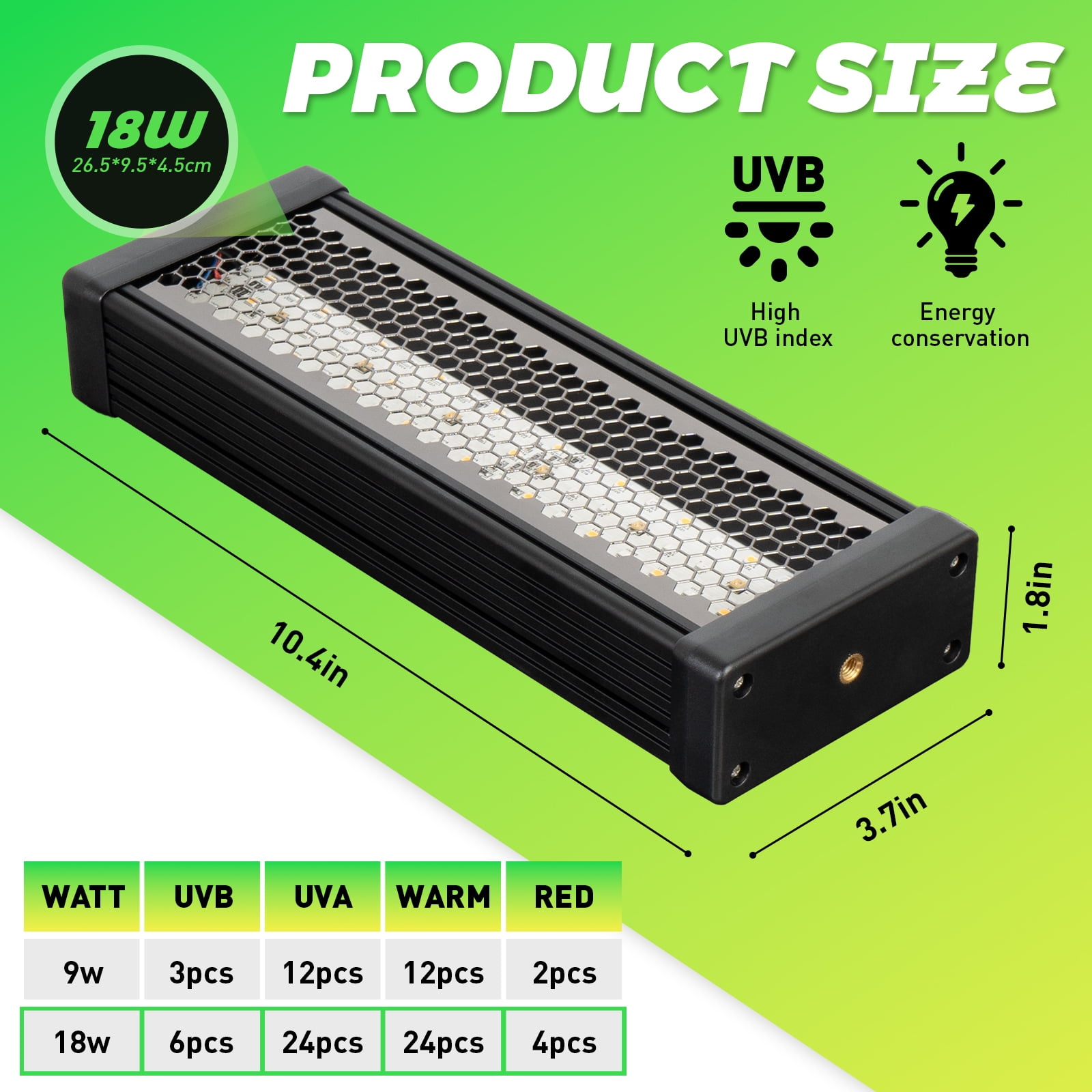 24W Dimmable Reptile UVB Light Bar Provides Essential UVB Radiation For a Variety of Reptile Pets