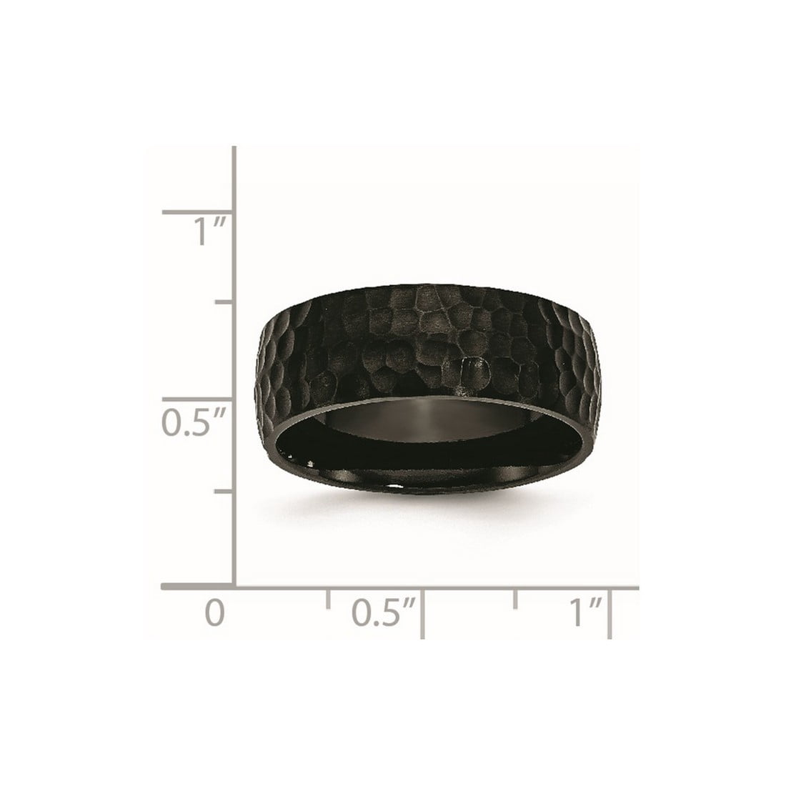 Stainless Steel Black Ip Plated Hammered 8mm Band Ring Size 13 Ring for Women and Men