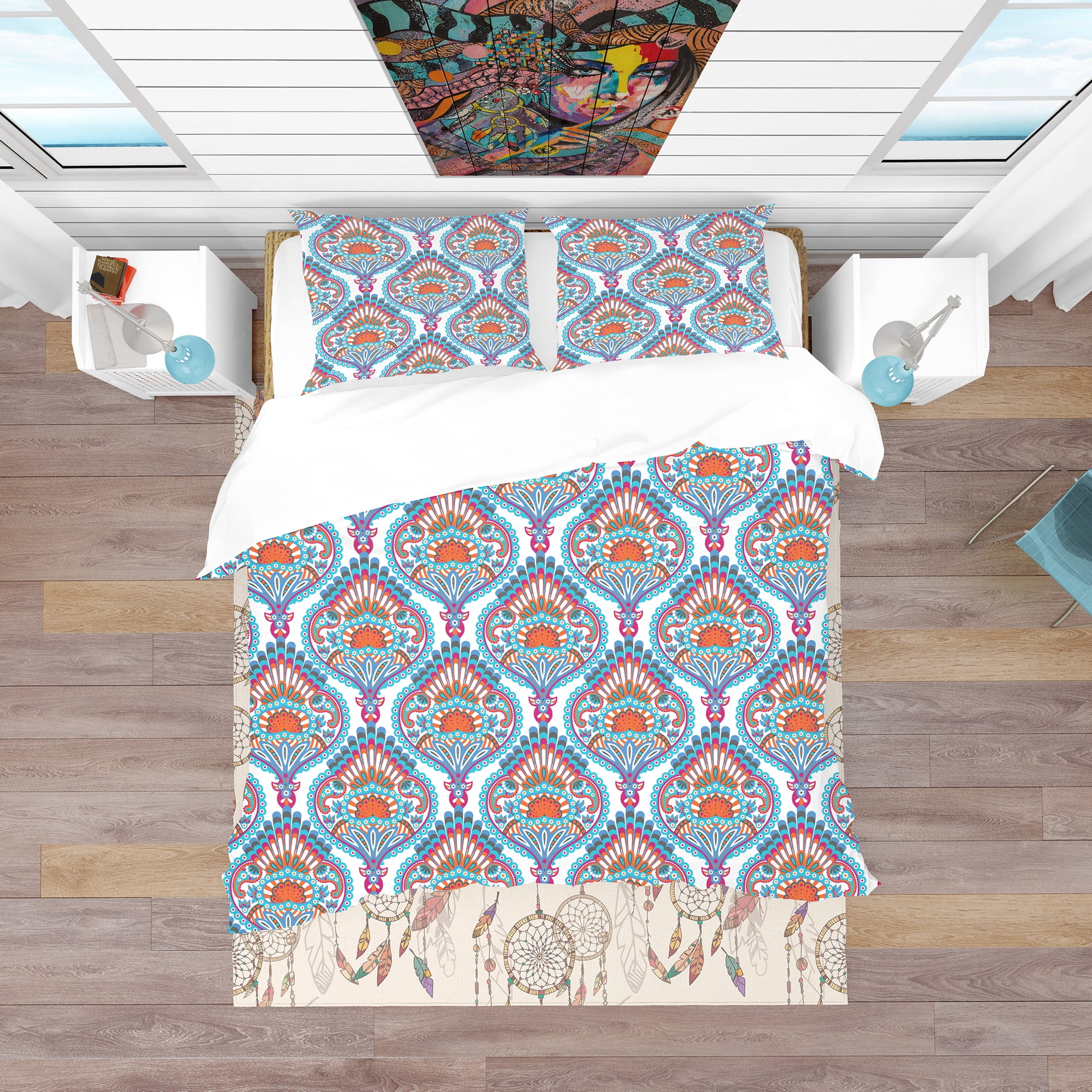 Designart 'Damask Pattern' Bohemian & Eclectic Duvet Cover Set