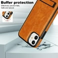 thumbnail image 4 of for iPhone 11 PU Leather Back Case, Built-in Invisible Stand [Compatible with Magsafe] Protective Slim Kickstand Anti-fall Phone Cover Compatible with iPhone 11, Khaki, 4 of 8